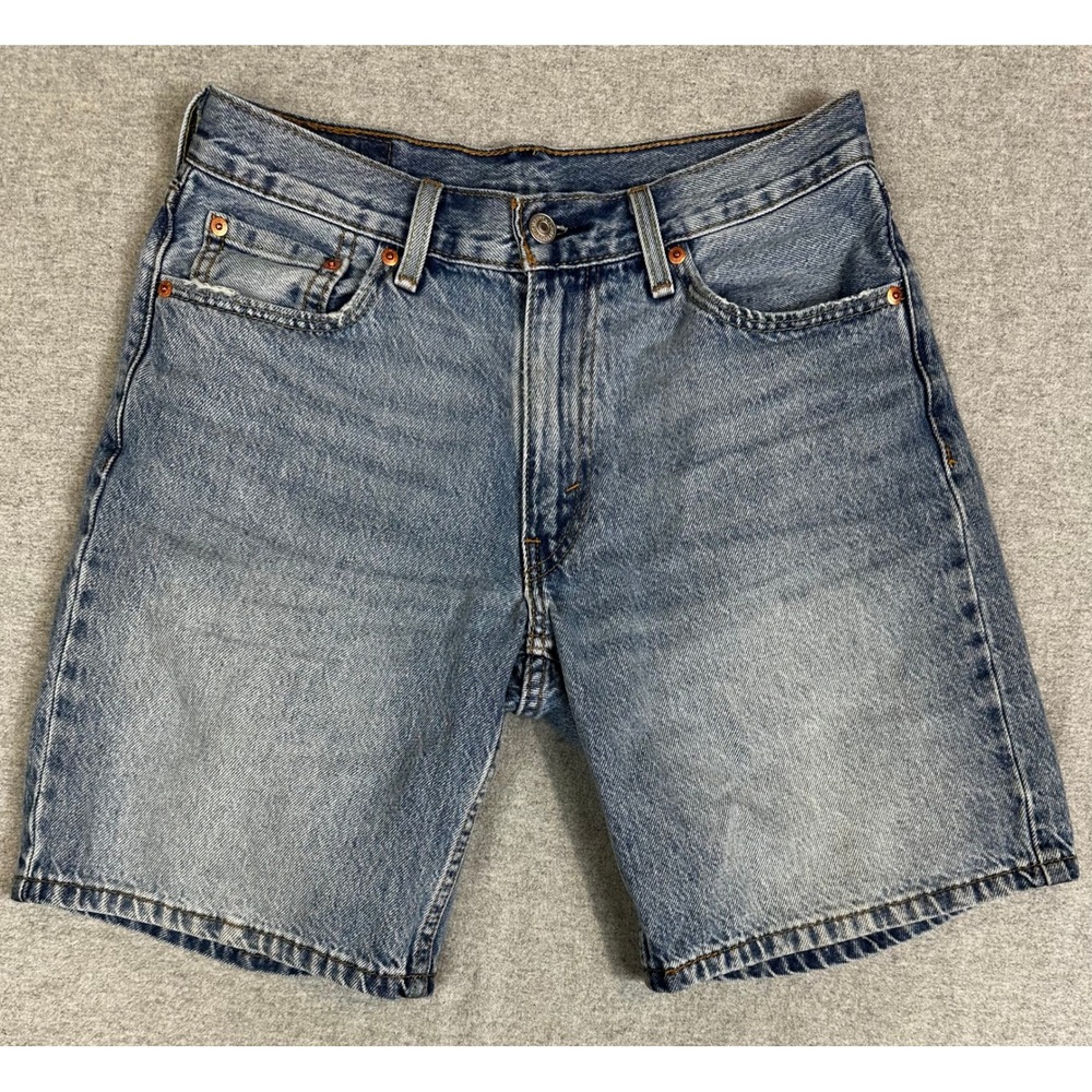 Levis 454 Denim Jean Shorts Mens 30x10  Blue Great Fade Relaxed Fit 100% Cotton